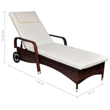 Load image into Gallery viewer, Sun Lounger with Wheels Poly Rattan Brown TapClickBuy