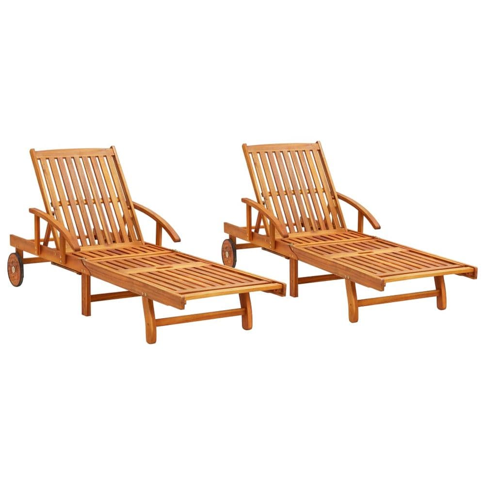 Sun Loungers 2 pcs Solid Acacia Wood TapClickBuy