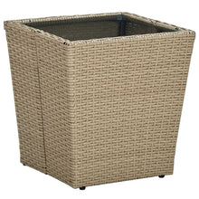 Load image into Gallery viewer, Tea Table Beige 41.5x41.5x44 cm Poly Rattan and Tempered Glass TapClickBuy