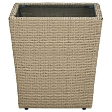 Load image into Gallery viewer, Tea Table Beige 41.5x41.5x44 cm Poly Rattan and Tempered Glass TapClickBuy