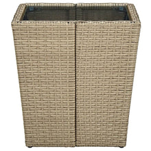 Load image into Gallery viewer, Tea Table Beige 41.5x41.5x44 cm Poly Rattan and Tempered Glass TapClickBuy