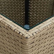 Load image into Gallery viewer, Tea Table Beige 41.5x41.5x44 cm Poly Rattan and Tempered Glass TapClickBuy