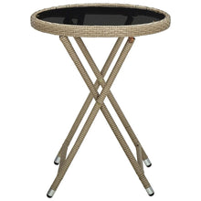 Load image into Gallery viewer, Tea Table Beige 60 cm Poly Rattan and Tempered Glass TapClickBuy