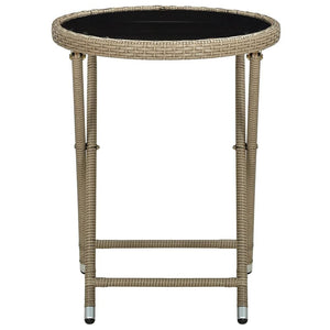 Tea Table Beige 60 cm Poly Rattan and Tempered Glass TapClickBuy