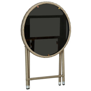 Tea Table Beige 60 cm Poly Rattan and Tempered Glass TapClickBuy