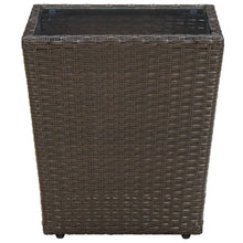 Load image into Gallery viewer, Tea Table Brown 41.5x41.5x44 cm Poly Rattan and Tempered Glass TapClickBuy