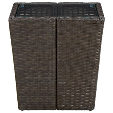 Load image into Gallery viewer, Tea Table Brown 41.5x41.5x44 cm Poly Rattan and Tempered Glass TapClickBuy