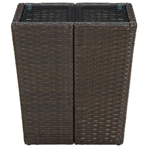 Tea Table Brown 41.5x41.5x44 cm Poly Rattan and Tempered Glass TapClickBuy