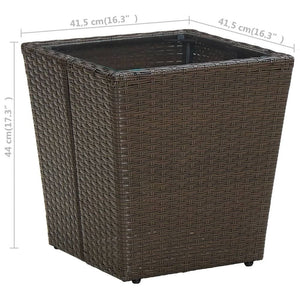 Tea Table Brown 41.5x41.5x44 cm Poly Rattan and Tempered Glass TapClickBuy