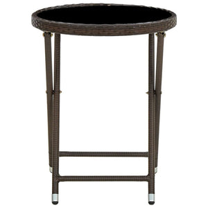 Tea Table Brown 60 cm Poly Rattan and Tempered Glass TapClickBuy