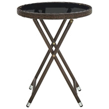 Load image into Gallery viewer, Tea Table Brown 60 cm Poly Rattan and Tempered Glass TapClickBuy