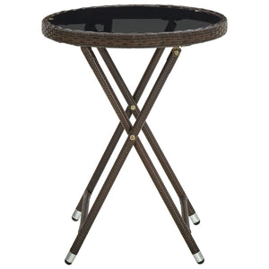 Tea Table Brown 60 cm Poly Rattan and Tempered Glass TapClickBuy