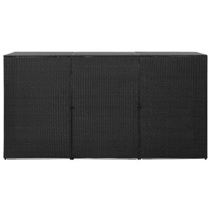 Triple Wheelie Bin Shed Black 229x78x120 cm Poly Rattan TapClickBuy