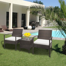 Load image into Gallery viewer, TY-3pcs 2pcs Arm Chairs 1pc Coffee Table Rattan Sofa Set Brown Gradient TapClickBuy