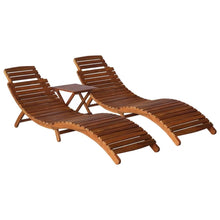 Load image into Gallery viewer, vidaXL 3 Piece Sunlounger with Tea Table Solid Acacia Wood TapClickBuy