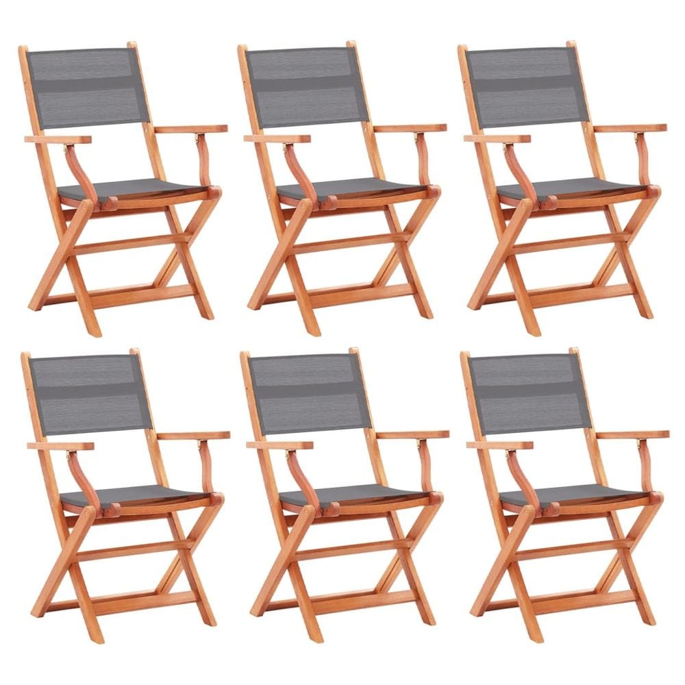 vidaXL 6/8x Solid Eucalyptus Wood Folding Garden Chairs Furniture Black/Gray TapClickBuy