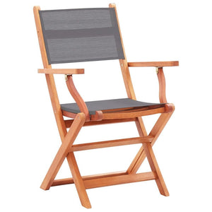 vidaXL 6/8x Solid Eucalyptus Wood Folding Garden Chairs Furniture Black/Gray TapClickBuy