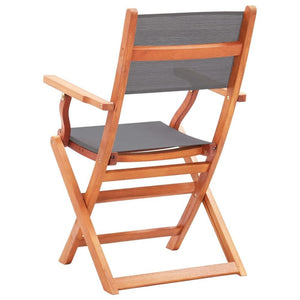 vidaXL 6/8x Solid Eucalyptus Wood Folding Garden Chairs Furniture Black/Gray TapClickBuy