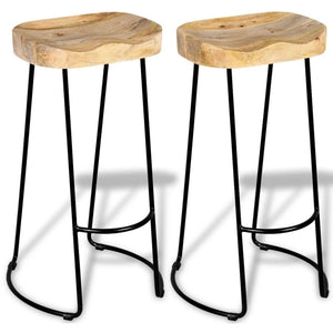 vidaXL Bar Stools 2 pcs Solid Mango Wood TapClickBuy