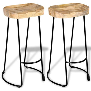 vidaXL Bar Stools 2 pcs Solid Mango Wood TapClickBuy