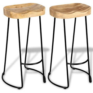 vidaXL Bar Stools 2 pcs Solid Mango Wood TapClickBuy
