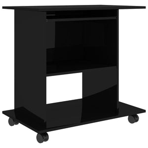 vidaXL Computer Desk High Gloss Black 80x50x75 cm Chipboard TapClickBuy