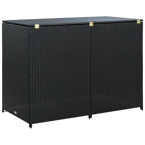 vidaXL Double Wheelie Bin Shed Poly Rattan Anthracite/Black Outdoor Garbage TapClickBuy