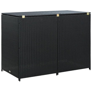 vidaXL Double Wheelie Bin Shed Poly Rattan Anthracite/Black Outdoor Garbage TapClickBuy