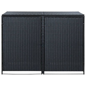 vidaXL Double Wheelie Bin Shed Poly Rattan Anthracite/Black Outdoor Garbage TapClickBuy