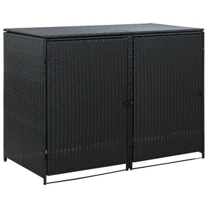 vidaXL Double Wheelie Bin Shed Poly Rattan Anthracite/Black Outdoor Garbage TapClickBuy