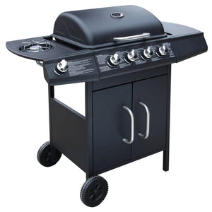 vidaXL Gas Barbecue Grill 4+1 Cooking Zone Black TapClickBuy