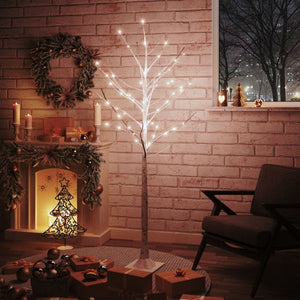 vidaXL LED White Birch Tree Warm White 96 LEDs 180 cm TapClickBuy