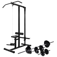 Load image into Gallery viewer, vidaXL Power Tower with Barbell and Dumbbell Set 30.5 kg TapClickBuy
