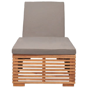 vidaXL Solid Teak Wood Sun Lounger with Cushion Furniture Cream/Dark Gray TapClickBuy