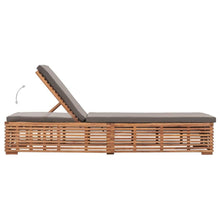 Load image into Gallery viewer, vidaXL Solid Teak Wood Sun Lounger with Cushion Furniture Cream/Dark Gray TapClickBuy