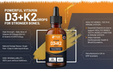 Load image into Gallery viewer, Vitamin D3 4000iu + K2 MK7 25µg Orange Liquid Drops I High Strength 30ml Bottle TapClickBuy