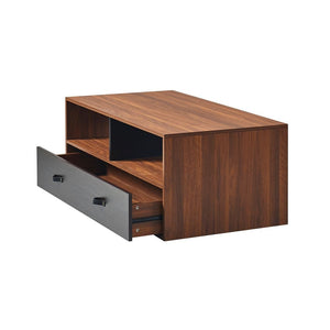 Wooden Coffee Table & Storage, Modern End Table with Drawers, Brown TapClickBuy