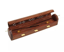 Load image into Gallery viewer, Wooden Incense Stick Holder Burning Joss Incense Box Incense Burner Ash Catcher TapClickBuy
