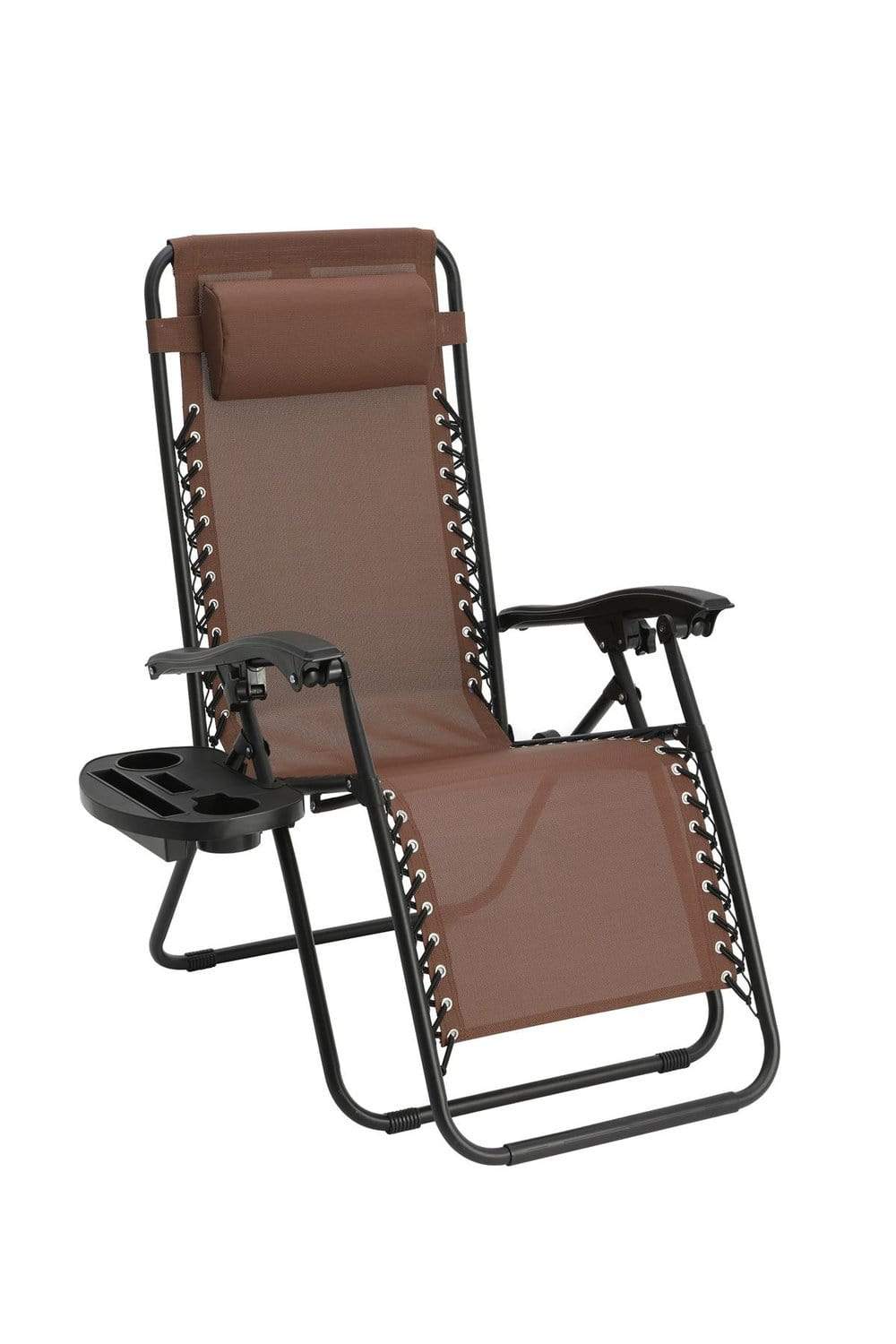 Zero Gravity Chair Foldable Reclining Outdoors Garden -2Pc Brown TapClickBuy