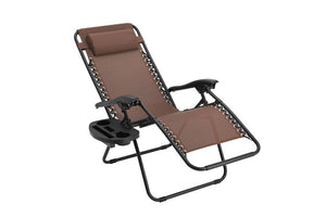 Zero Gravity Chair Foldable Reclining Outdoors Garden -2Pc Brown TapClickBuy