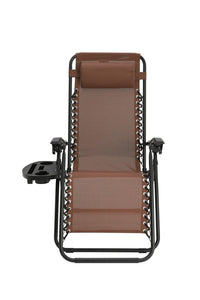 Zero Gravity Chair Foldable Reclining Outdoors Garden -2Pc Brown TapClickBuy